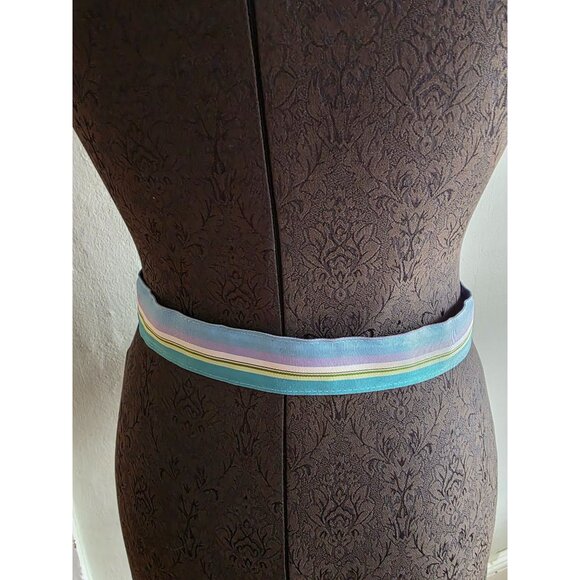 Eliza B Leather Man Womens Belt Medium With Bamboo Buckle & Striped Design - Picture 3 of 8